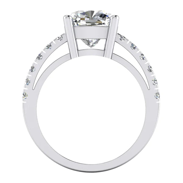 Bague de Réel Diamant Coussin Avec Pierres Latérales