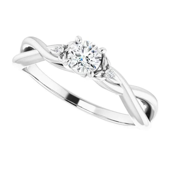 Bague de fiançailles Authentique diamant 3 pierres 0.54 carats Twist Style bijoux