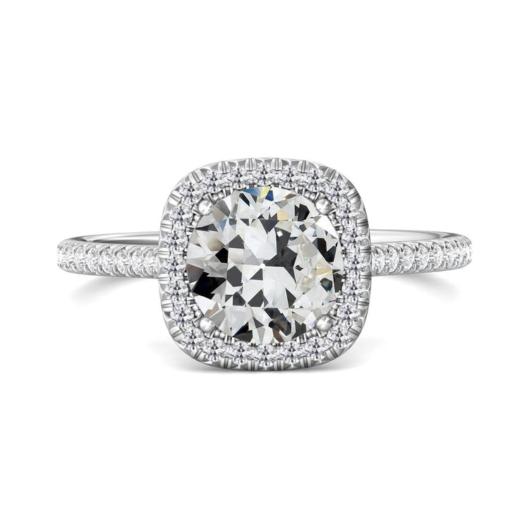 Bague de fiançailles Halo Round Vieux mineur Réel Diamond avec Accents 5 Carats