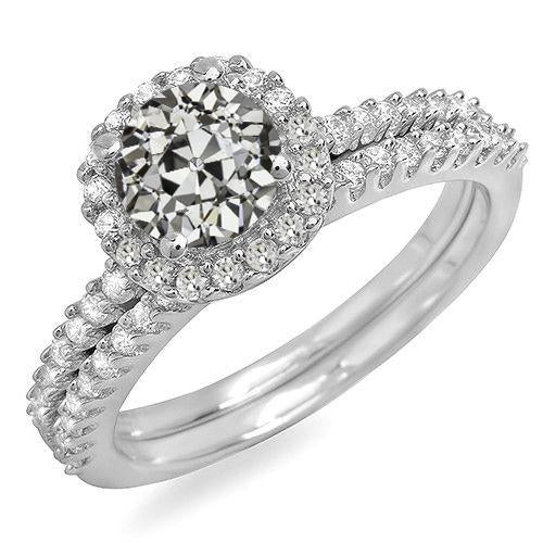 Bague de fiançailles Halo ancienne mine Cut Réel Diamond Set 5.50 Carats Or Blanc