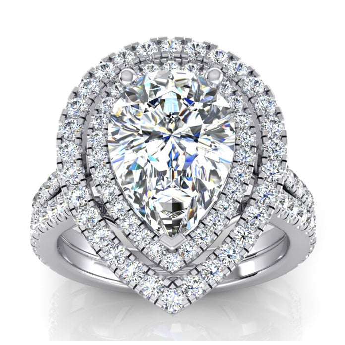 Bague de fiançailles Naturel diamant double halo