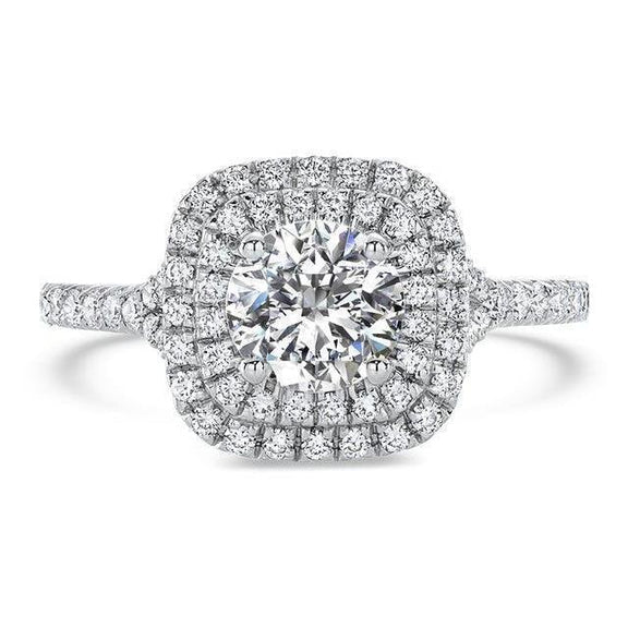 Bague de fiançailles Naturel diamant double halo 3 carats