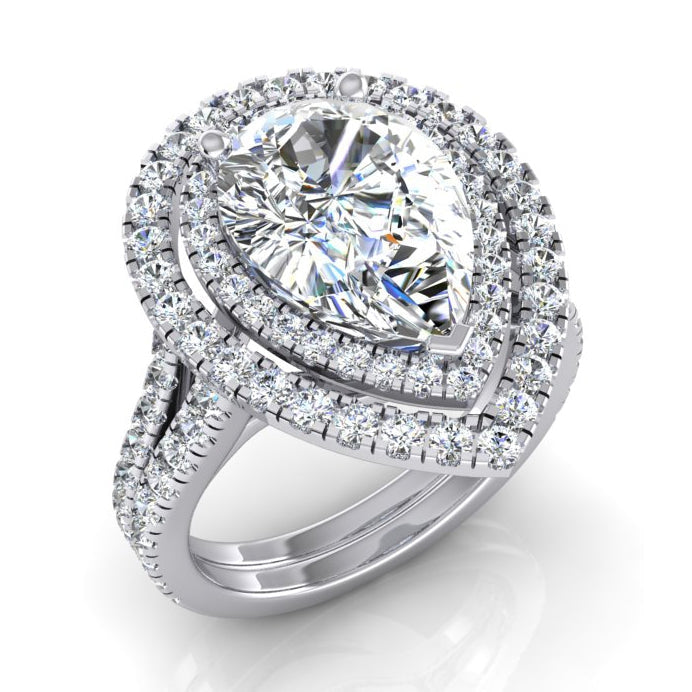 Bague de fiançailles Naturel diamant double halo