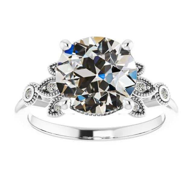 Bague de fiançailles Naturel diamant taille ancienne ronde en or 5 carats