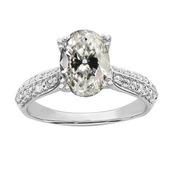 Bague de fiançailles Réel diamant ovale ancien mineur en or blanc bijoux 5.75 carats