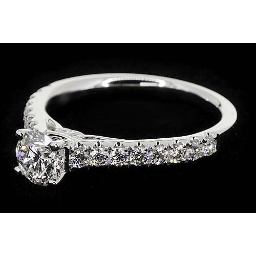 Bague de fiançailles Réel diamant rond 2 carats avec accents
