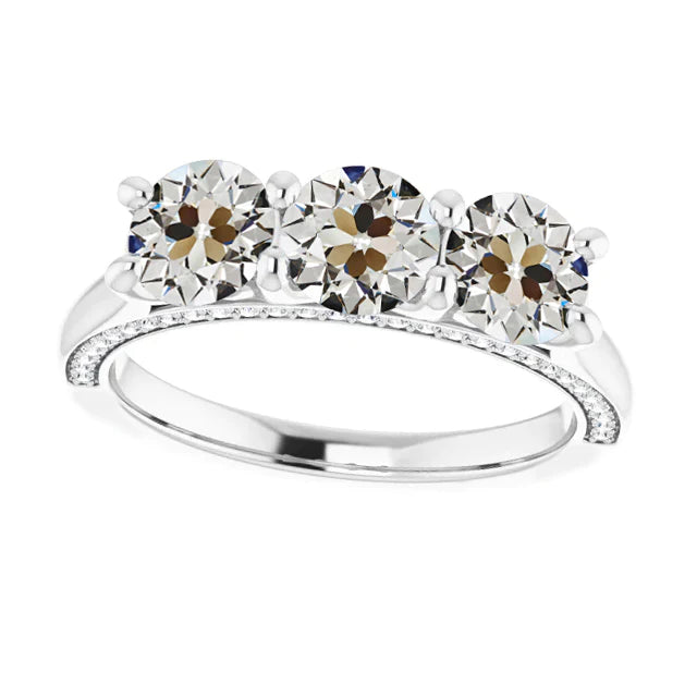 Bague de fiançailles Réel diamant rond ancien mineur 4 griffes sertie 7 carats