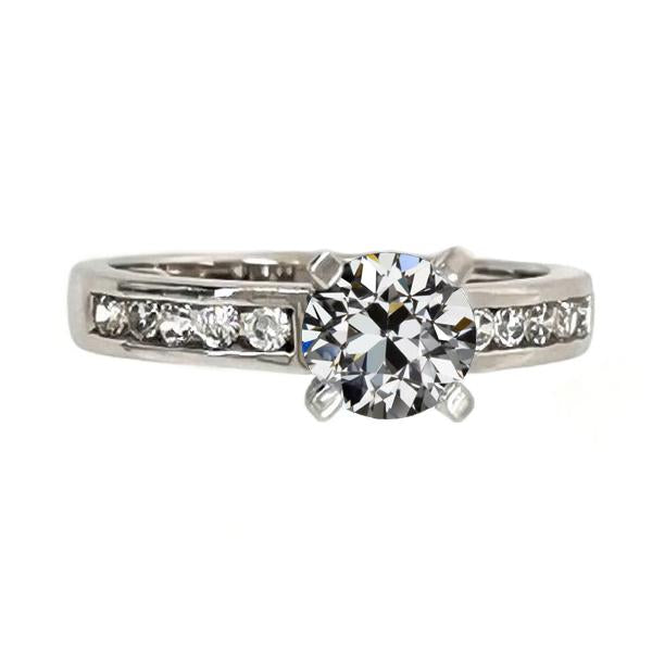 Bague de fiançailles Véritable diamant taille mine ronde sertie de griffes 3 carats