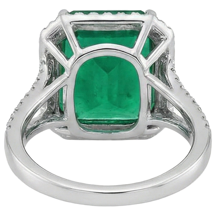 Bague de fiançailles avec diamant vert émeraude 10.50 carats WG 14K