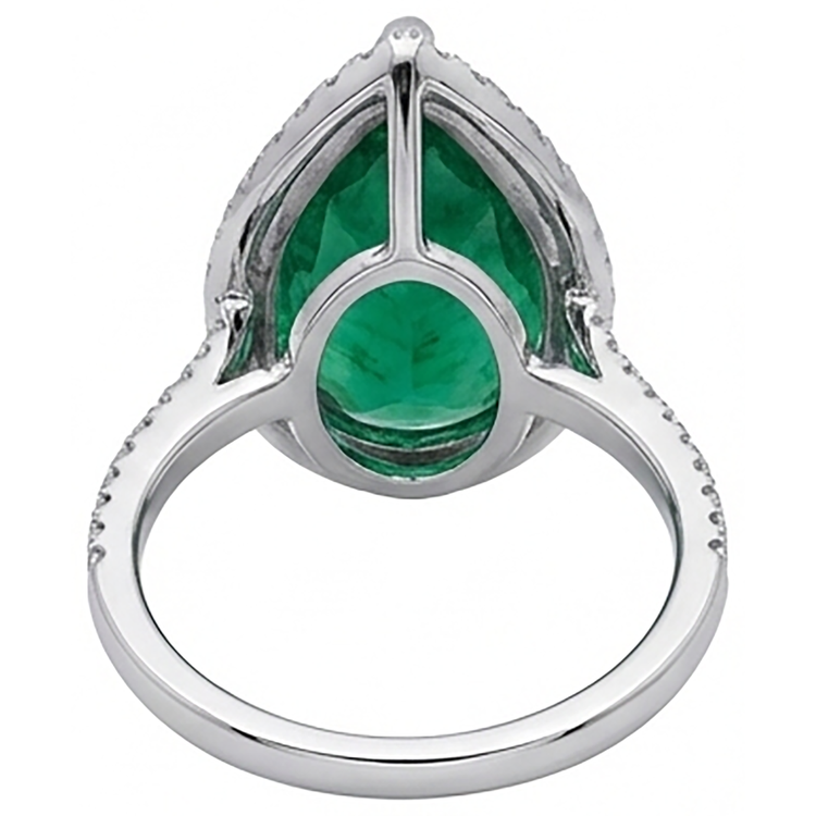Bague de fiançailles avec pierres précieuses émeraude vertes et diamants de 4.50 ct