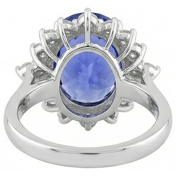Bague de fiançailles diamant ovale tanzanite 8.50 carat bijoux en pierres précieuses neuf