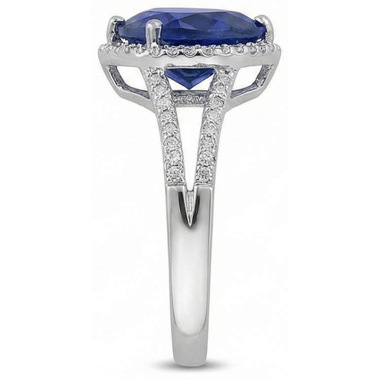 Bague de fiançailles diamant saphir bleu sri lanka grand coeur 5,75 carats
