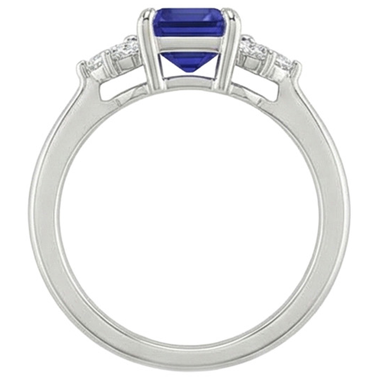 Bague de fiançailles diamant saphir du Sri Lanka émeraude 2.50 carats