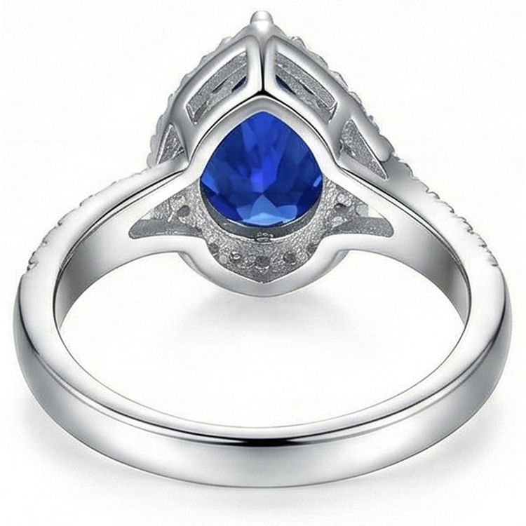 naturel pear diamant 3.70carats bague vue de profil