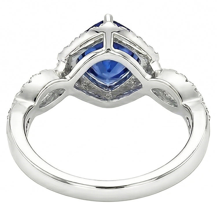 Bague de fiançailles diamant taille trillion saphir tige torsadée 3 carats