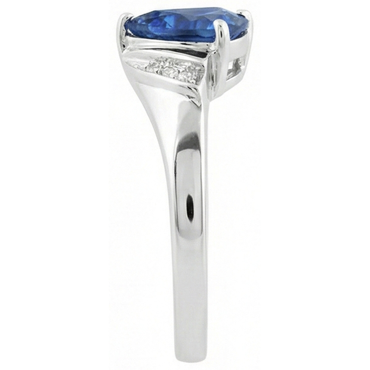 Bague de fiançailles diamant trillion saphir bleu profond 1.75 carats