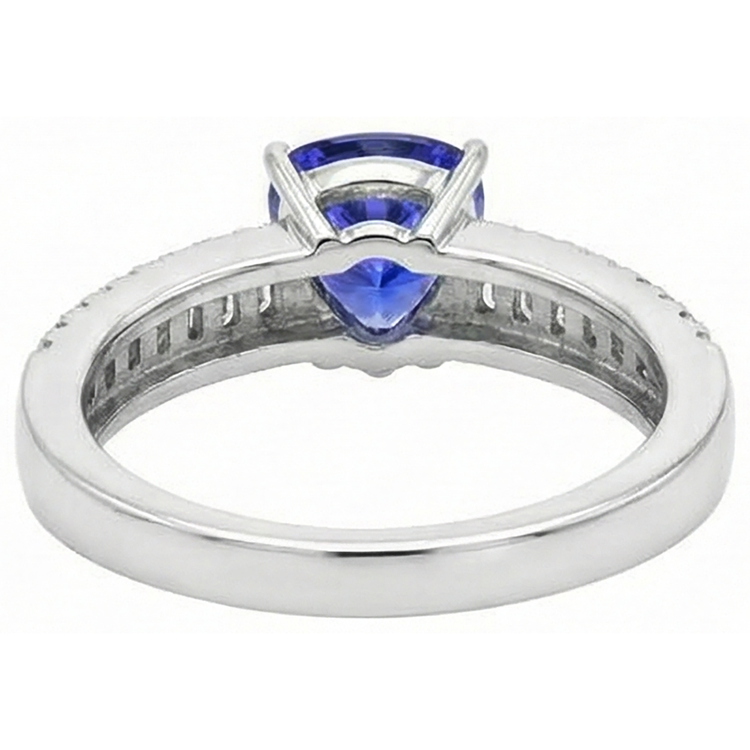 Bague de fiançailles diamants tanzanite de 4.01 cts en or blanc 14K