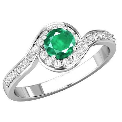Bague de fiançailles émeraude Vert et diamants Coupe Ronde 2.26 carats
