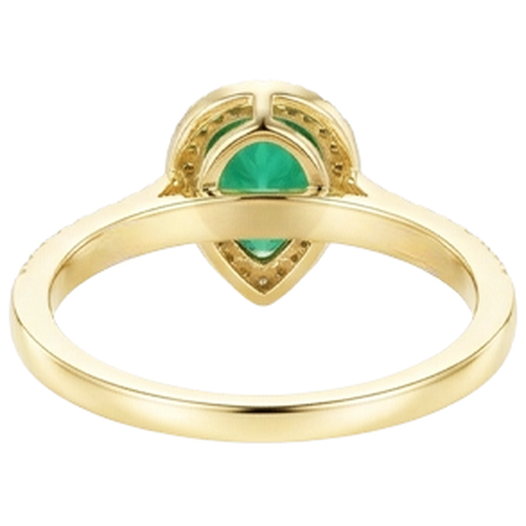 Bague de fiançailles en émeraude verte en forme de poire de 3.95 ct avec diamant