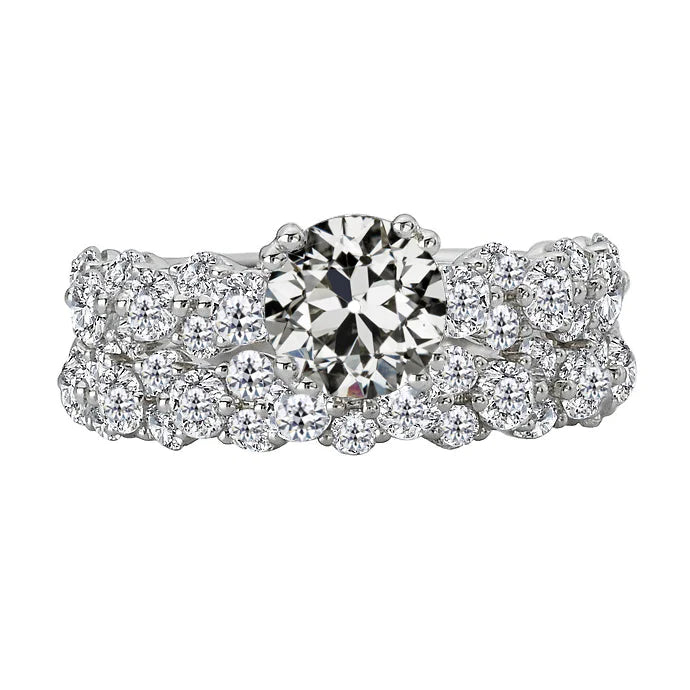 Bague de fiançailles en grappe de Réel diamants sertie d'un vieux mineur en or 14K 6 carats