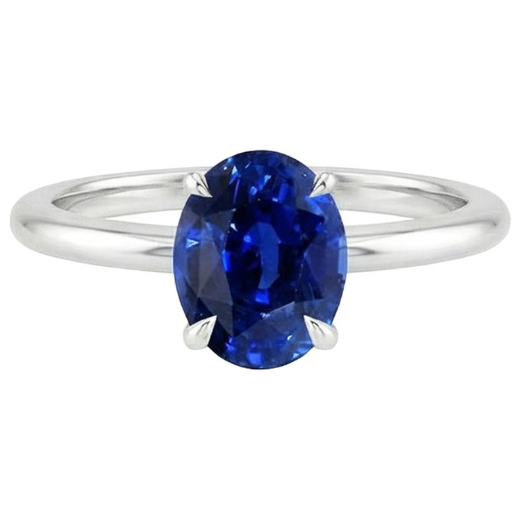 Bague de fiançailles en saphir de Ceylan avec pierres précieuses. taille ovale. ensemble de griffes de 2 carats