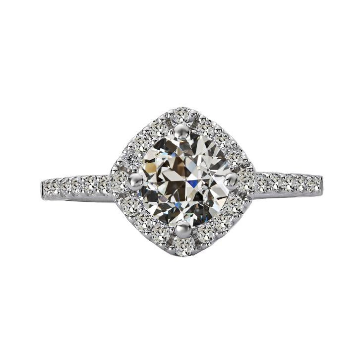 Bague de fiançailles halo de Naturel diamants taille vieille mine ronde 5 carats