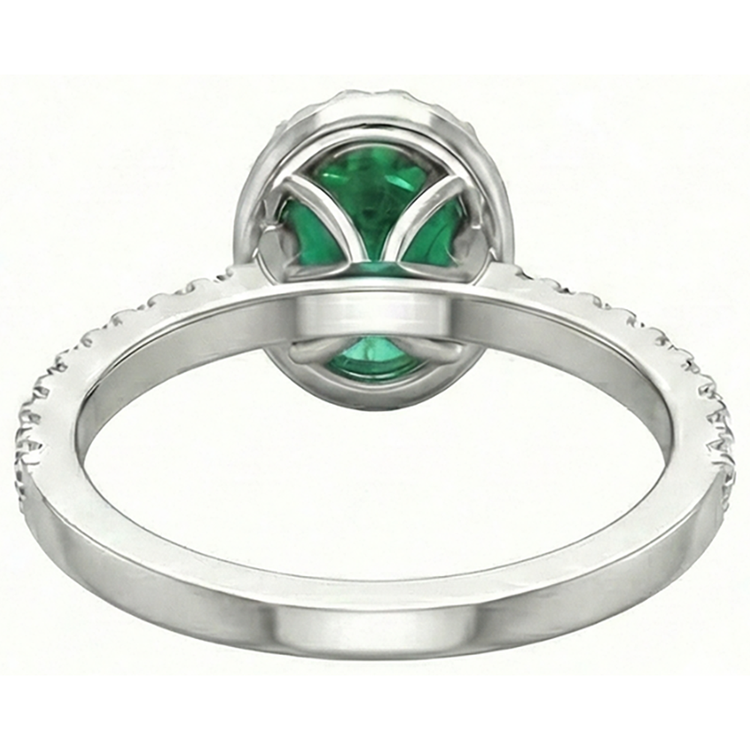 Bague de fiançailles ovale vert émeraude et diamant de 4.30 ct