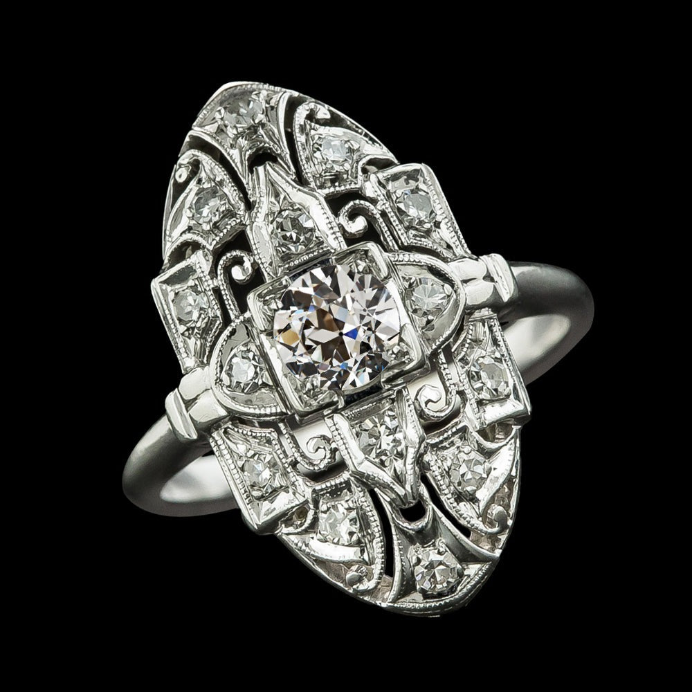 Bague de fiançailles ronde de style antique avec Réel diamants taille ancienne mine 2.25 carats