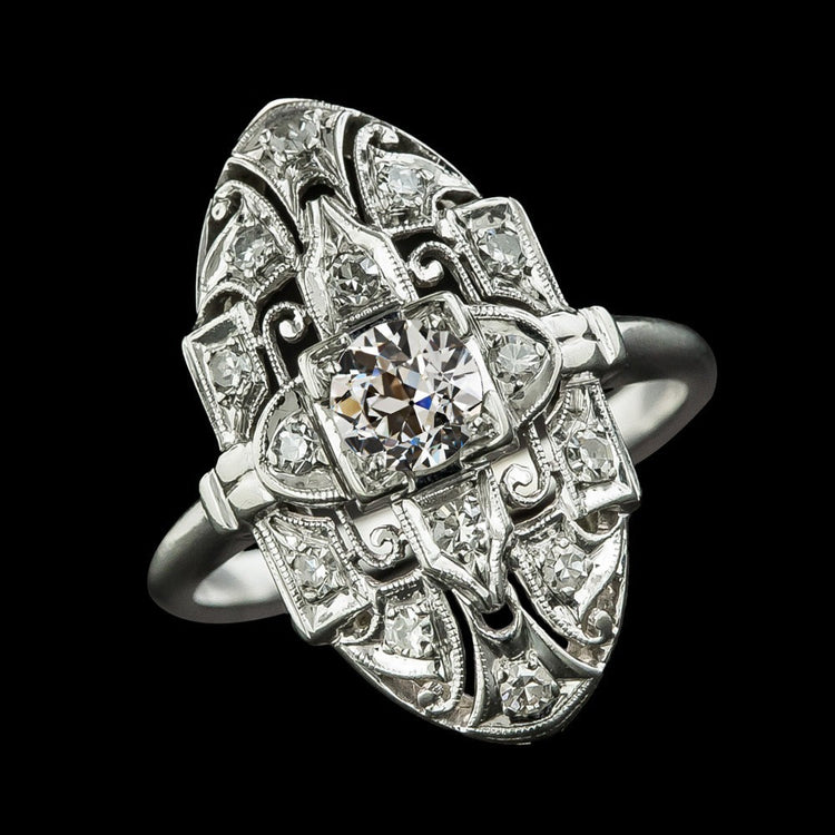 Bague de fiançailles ronde de style antique avec Réel diamants taille ancienne mine 2.25 carats