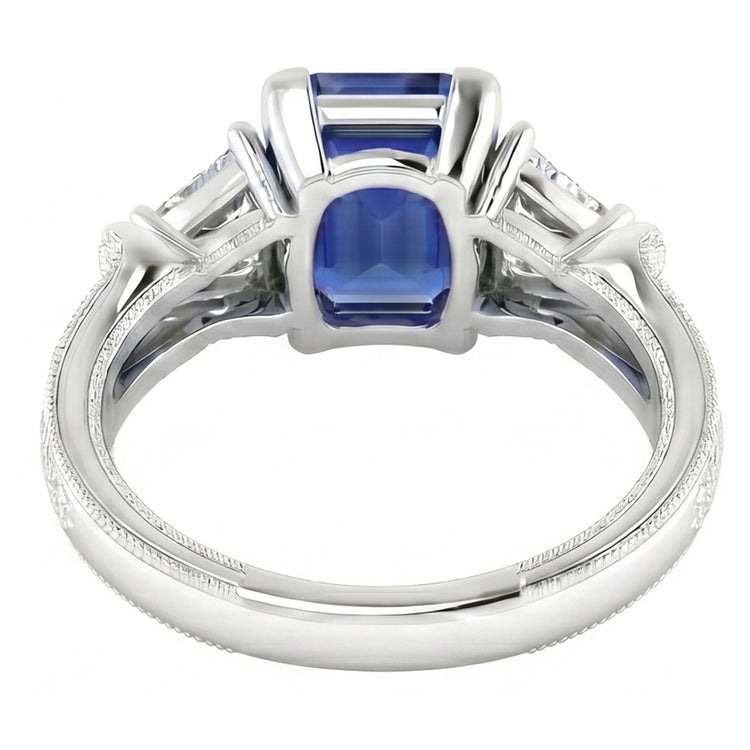 naturel round saphir 2.50carats bague vue de profil
