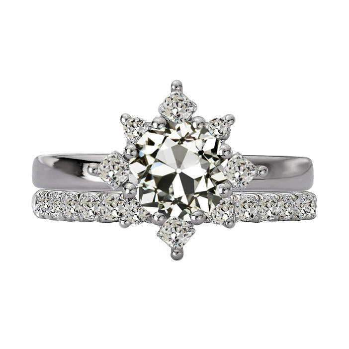 Bague de fiançailles sertie coussin & Réel diamant rond taille ancienne style étoile 5 carats