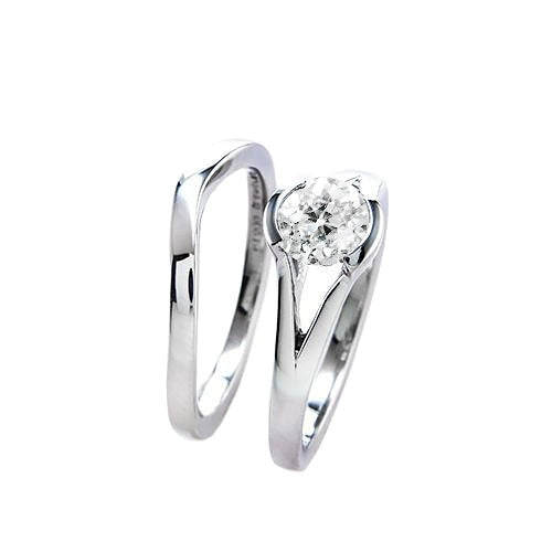 Bague de fiançailles sertie de Naturel diamants ronds taille ancienne tige fendue 1 carat