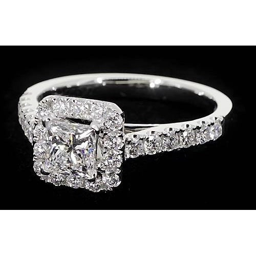 Bague de fiançailles sertie halo de Réel diamants taille princesse 2 carats