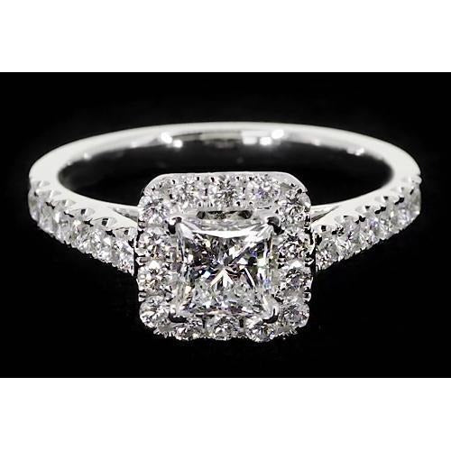 Bague de fiançailles sertie halo de Réel diamants taille princesse 2 carats