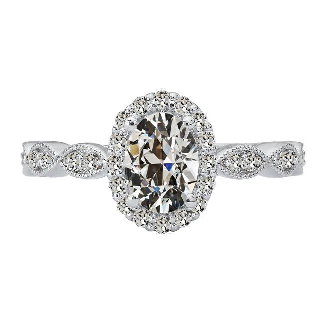 Bague de mariage Halo Rond ancienne mine Cut Véritable Diamant 5 Carats Bijoux