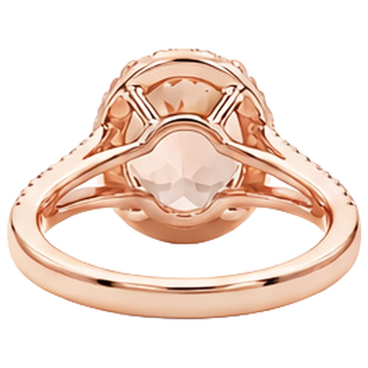Bague de mariage Morganite ovale de 33.75 ct avec diamants