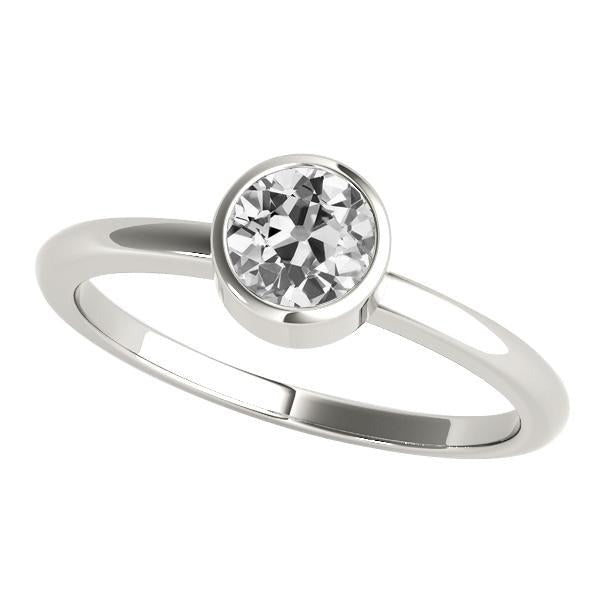 Bague de mariage Solitaire Lady Vieux mineur Réel Diamond Bezel Set 1.50 Carats