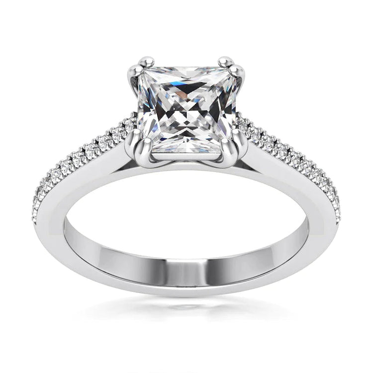 Bague de mariage à Réel diamants de taille ancienne ancienne taille carrée sertie de deux griffes 5 carats