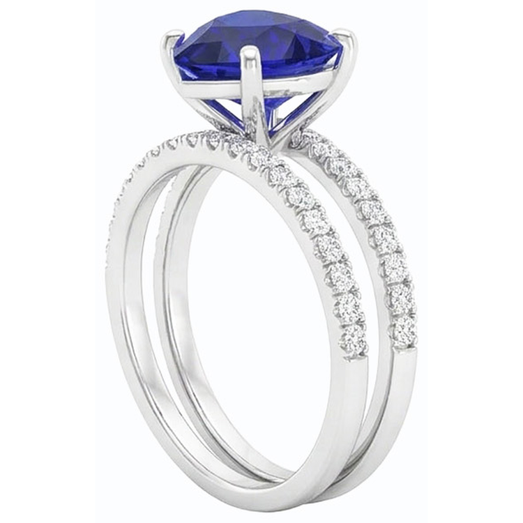 naturel round saphir 3.50carats bague vue de profil