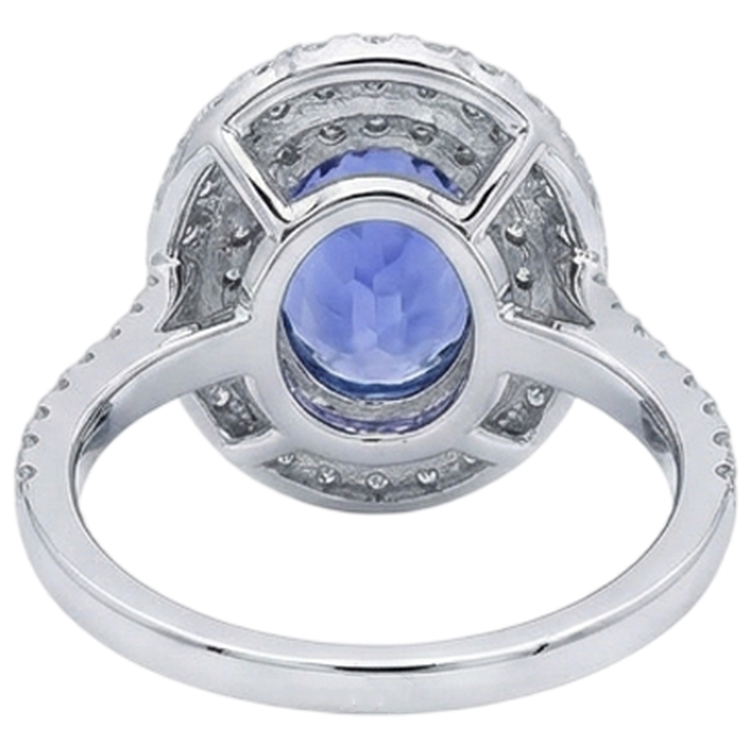 naturel oval tanzanite 4carats bague avec accents diamants