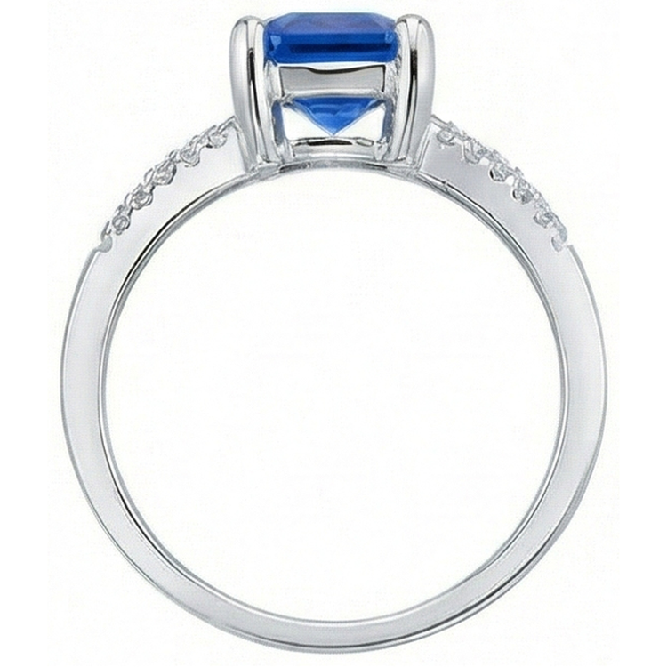 naturel round saphir 2carats bague vue de profil