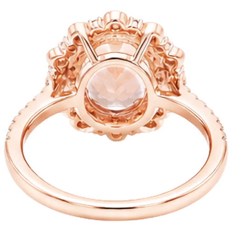 Bague de mariage en or rose 14K 18 carats Morganite avec diamants Nouveau