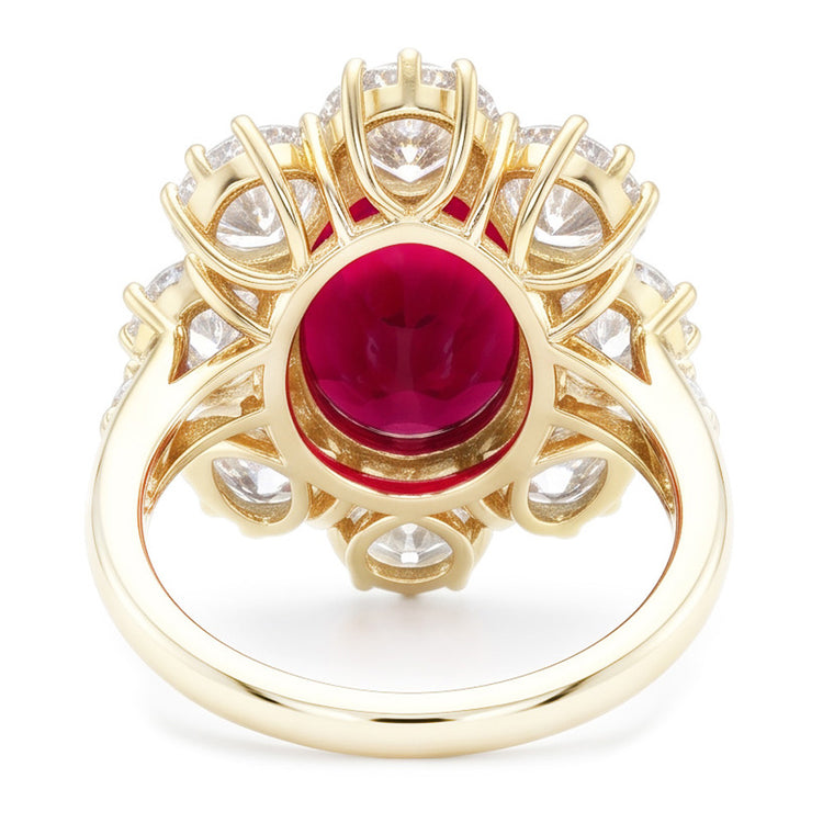 Bague de mariage en saphir rouge de 4.75 ct avec diamants en or blanc 14K