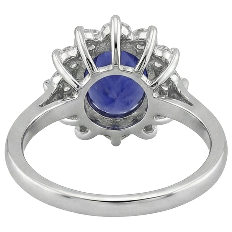 naturel oval tanzanite 11.75carats bague avec accents diamants