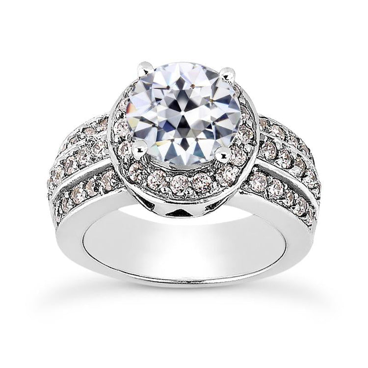 Bague de mariage halo de Naturel diamants taille ancienne mine sertie de griffes en or 4.75 carats