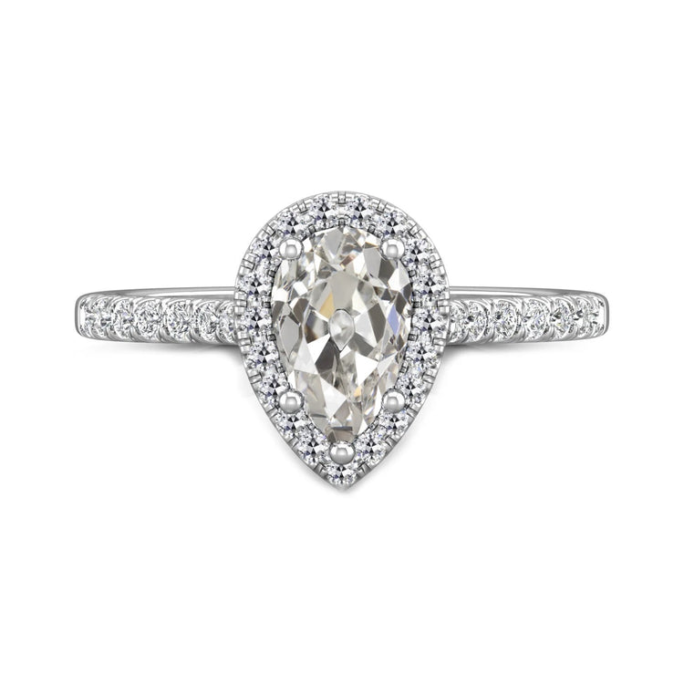 Bague de mariage halo de Réel diamants taille vieille mine ronde et poire 4 carats