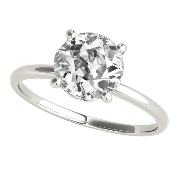 Bague de mariage solitaire Réel diamant rond ancien mineur 4 griffes sertie 3 carats