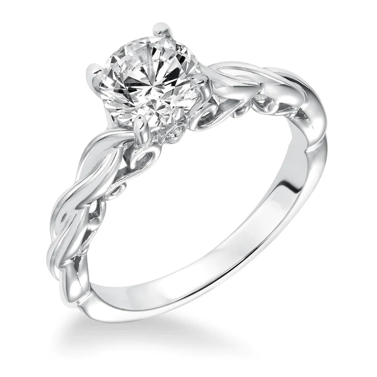 Bague de style antique avec Authentique diamants solitaires ronds 2 carats en or blanc