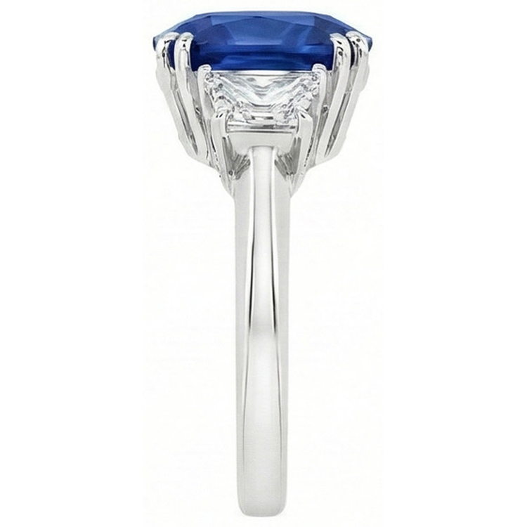 Bague diamant Asscher saphir bleu du Sri Lanka 2 ct. GT 14K