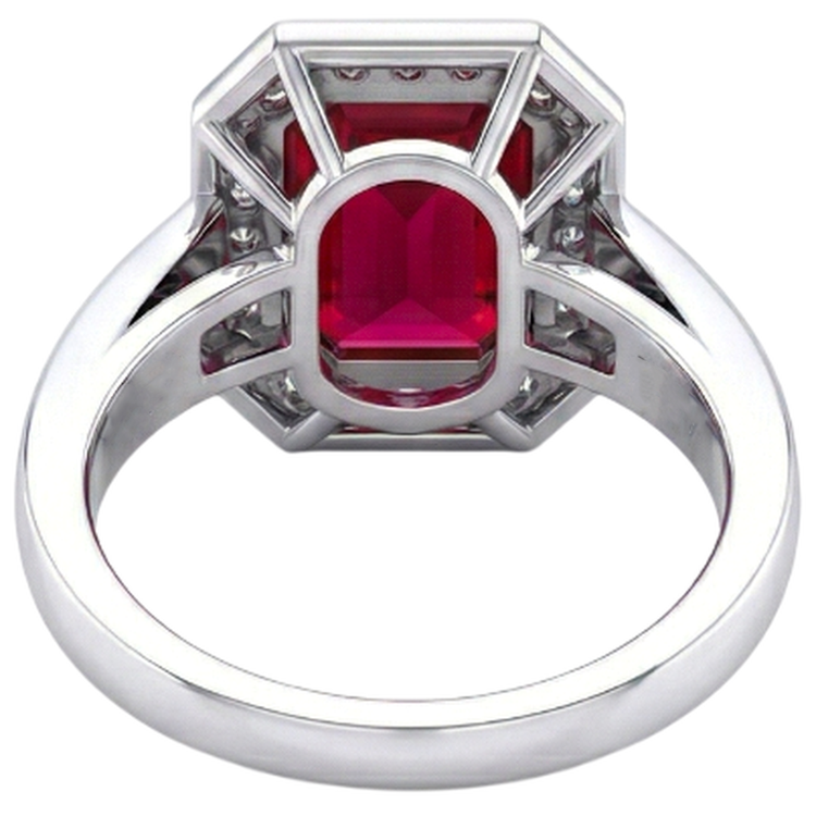 Bague diamant rubis émeraude 11 carats or blanc 14 carats serti de bijoux